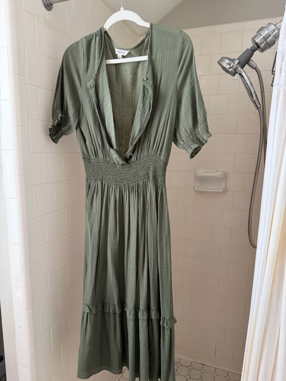 Nannette olive green sheer dress